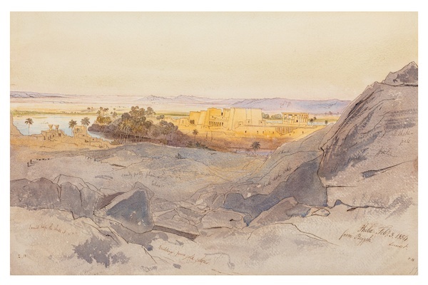 Edward Lear (British, 1812-1888) Philae from Biggeh Sunset